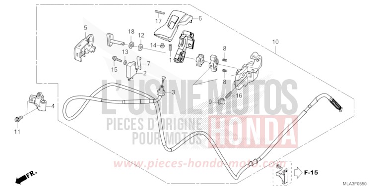 HANDBREMSHEBEL von CMX 1100 "Rebel" BORDEAUX RED METALLIC (R337) von 2021